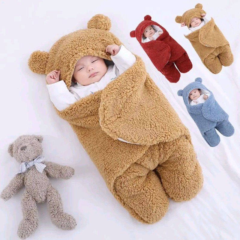 🧸بطانية الرضع الشتوية بتصميم دب ناعم ودافئ