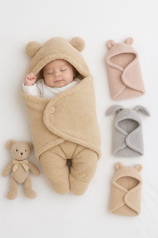 🧸بطانية الرضع الشتوية بتصميم دب ناعم ودافئ