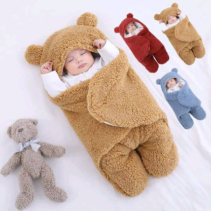 🧸بطانية الرضع الشتوية بتصميم دب ناعم ودافئ